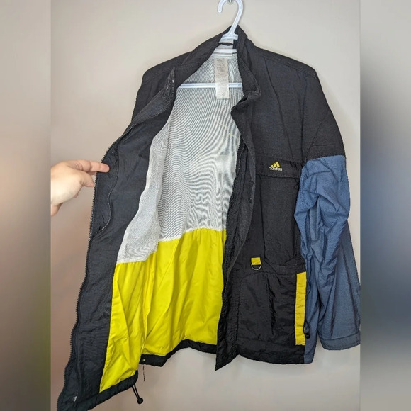 Vintage 90s 00s Embrodered Adidas Logo Zip Up Jacket Black Blue Mens M - Picture 3 of 14